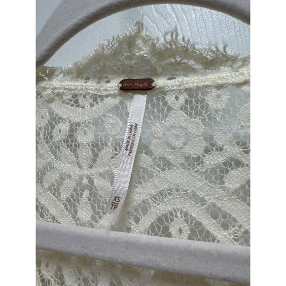 Free People Ivory Heart In Two Relaxed V Neck Lace Fairy Mini Dress Size XS - Picture 6 of 6